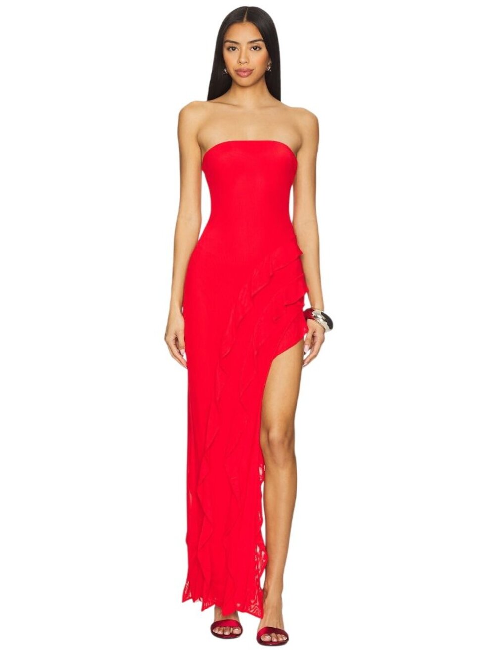 AFRM x REVOLVE Siobhan Dress in Risky Red Small New Womens Strapless Long Maxi